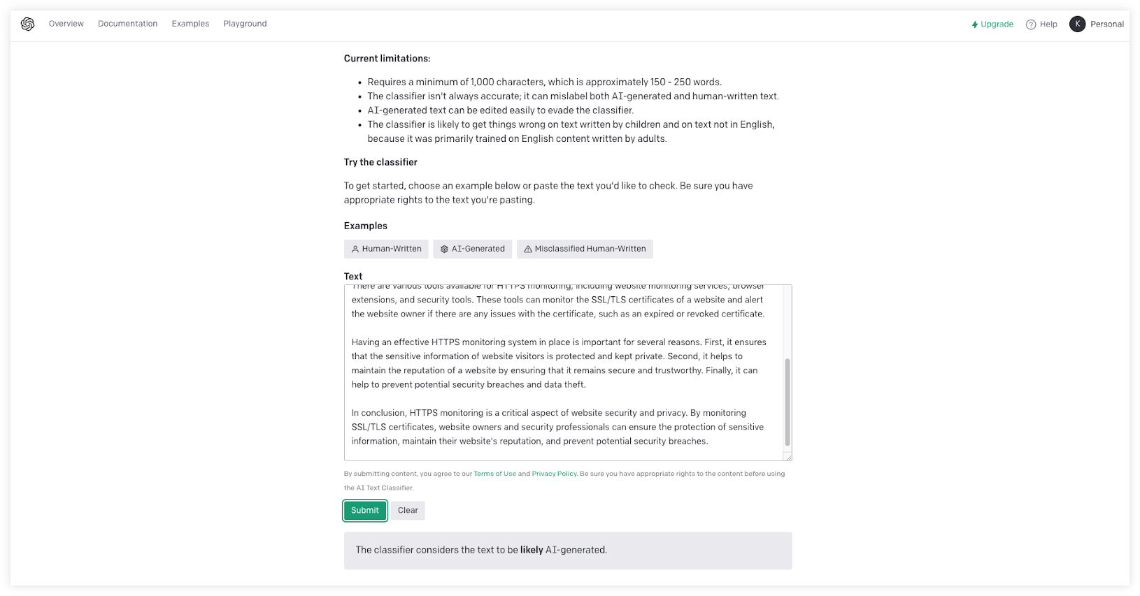 chatGPT Detector AI Text Classifier